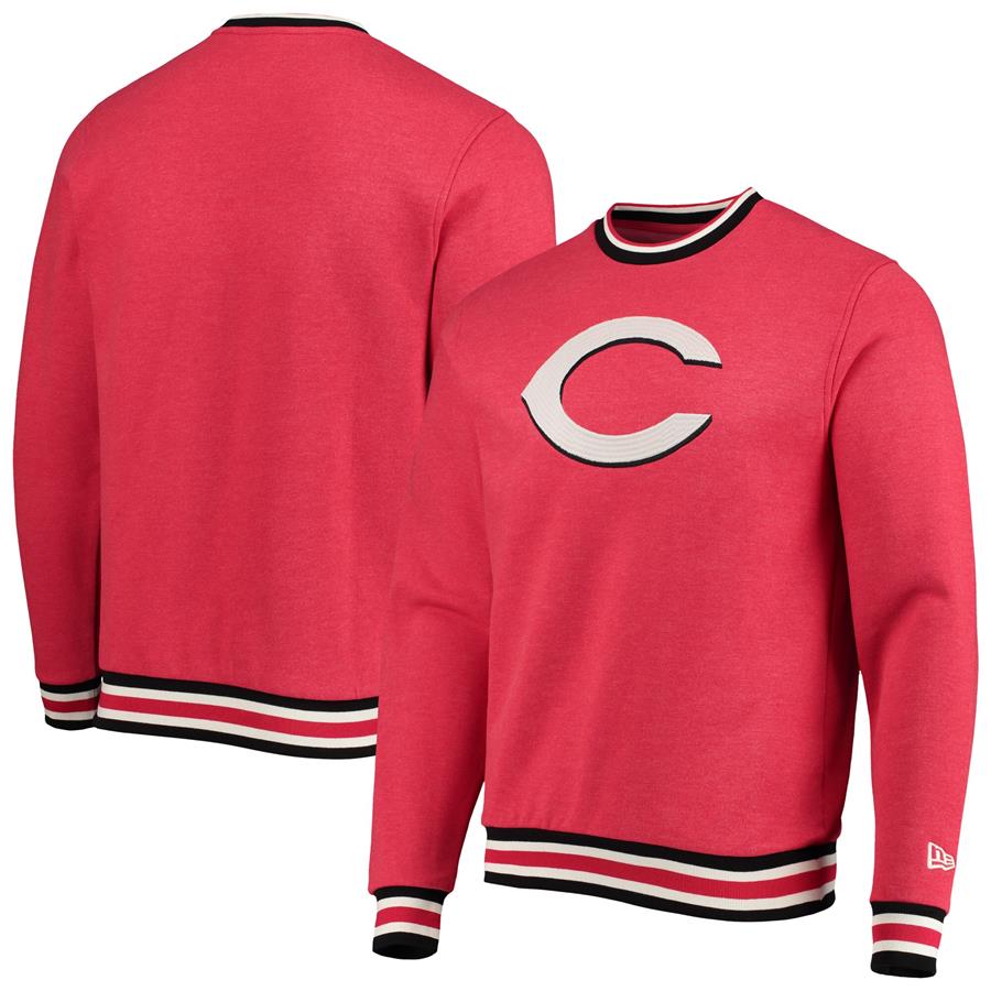 Cincinnati Reds New Era Ringer Pullover Sweatshirt - Red
