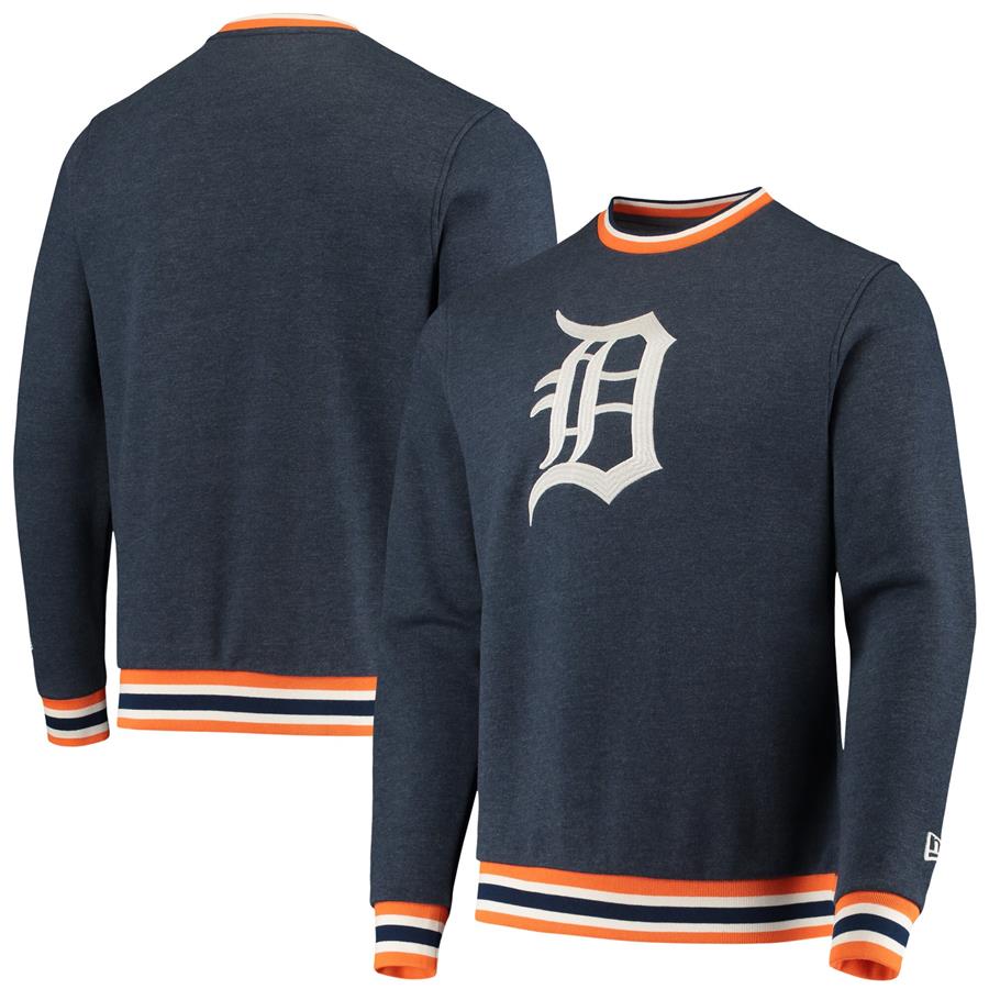 Detroit Tigers New Era Ringer Pullover Sweatshirt - Heathered Navy