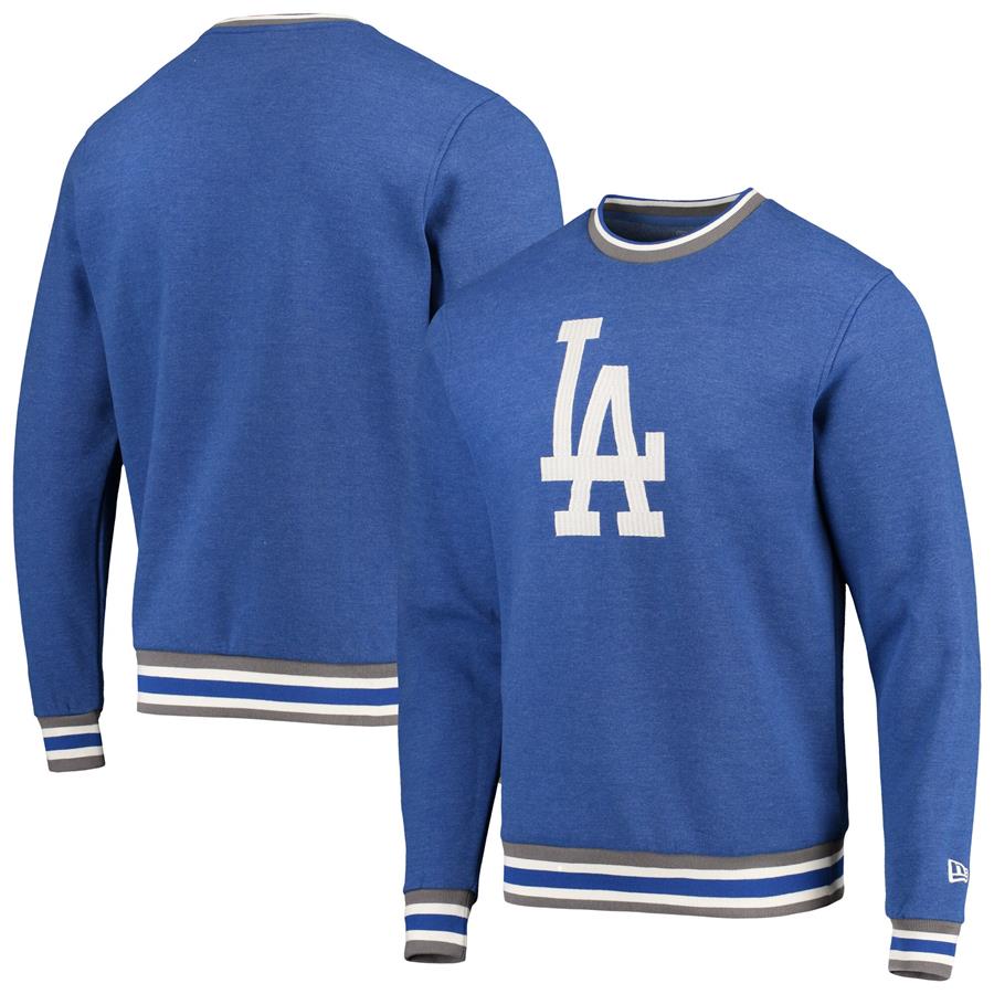 Los Angeles Dodgers New Era Ringer Pullover Sweatshirt - Heathered Royal
