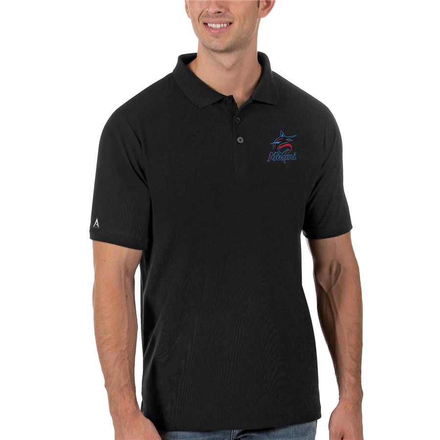 Miami Marlins Antigua Legacy Pique Polo - Black