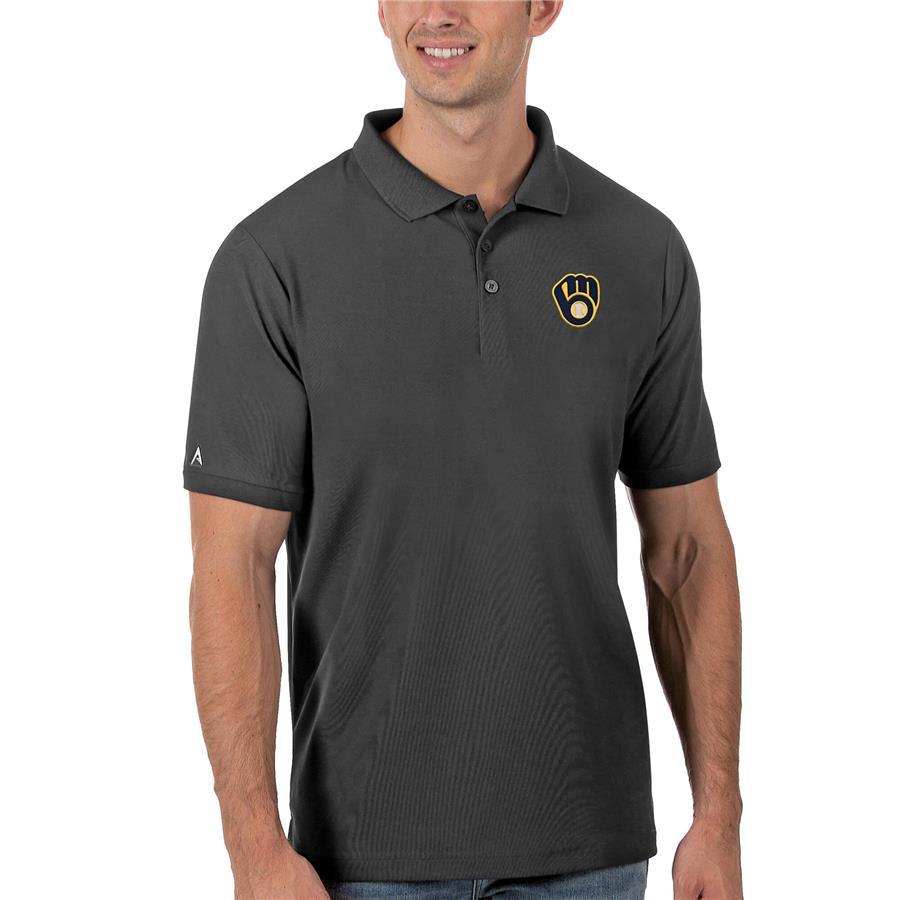 Milwaukee Brewers Antigua Legacy Pique Polo - Gray