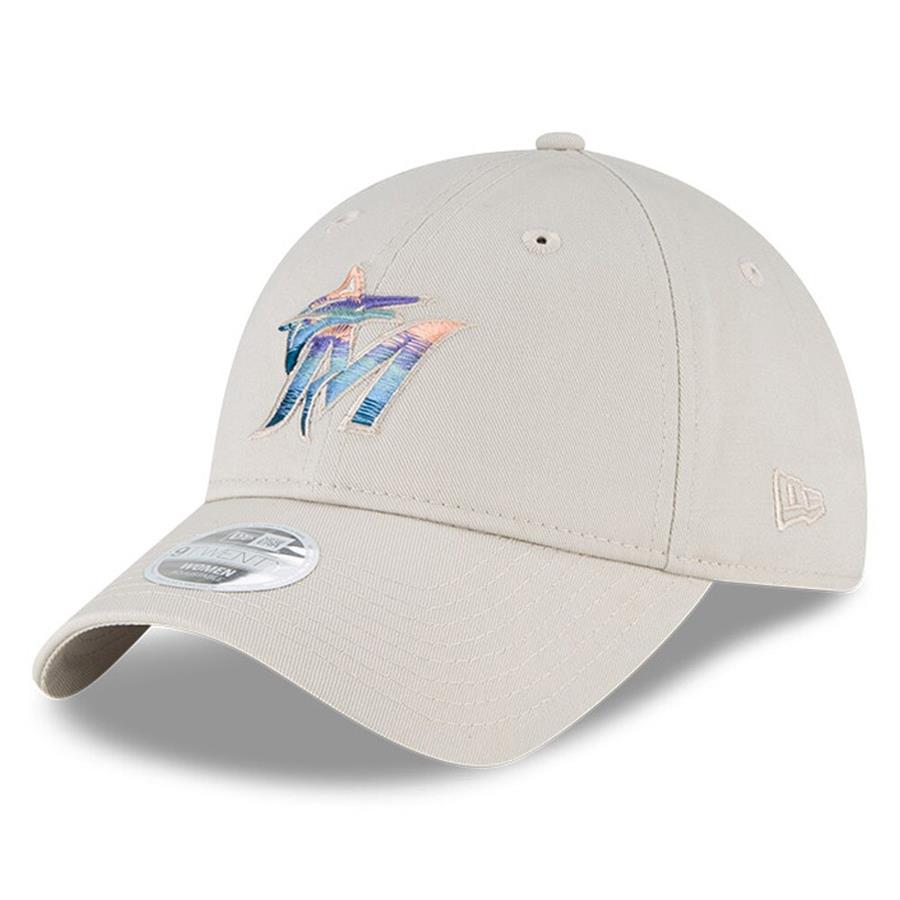 Miami Marlins New Era Women's Sunset 9TWENTY Adjustable Hat - Cream