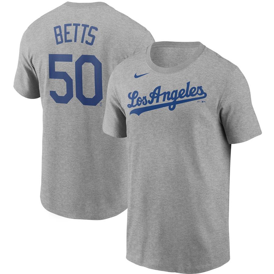 Mookie Betts Los Angeles Dodgers Nike Name & Number T-Shirt - Heather Gray