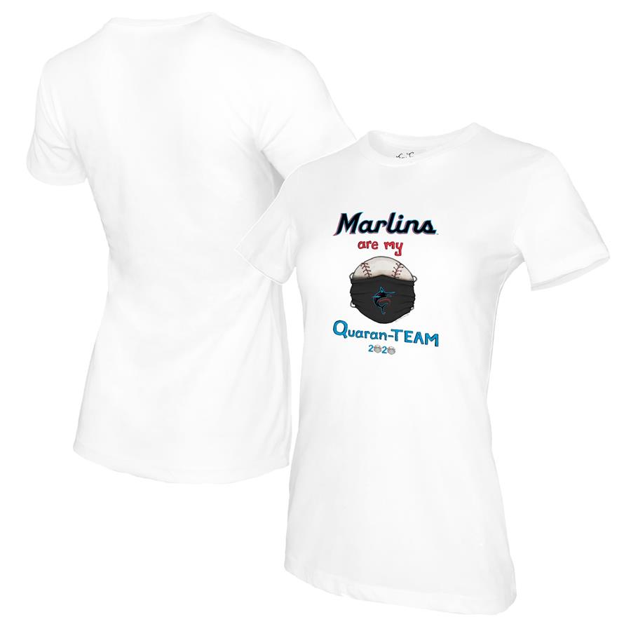 Miami Marlins Tiny Turnip Women's QuaranTeam T-Shirt - White