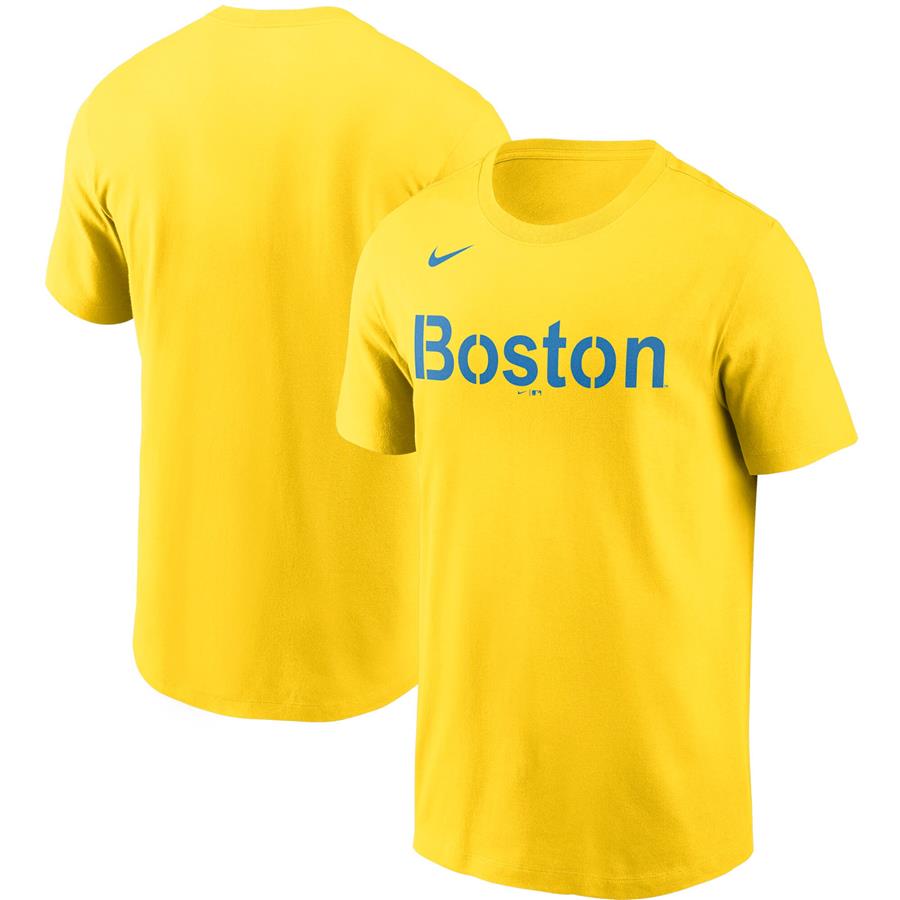 Boston Red Sox Nike 2021 City Connect Wordmark T-Shirt - Gold
