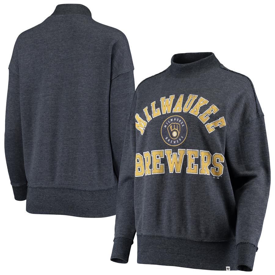 Milwaukee Brewers '47 Women's Sasha Ivy Pullover Sweatshirt - Heathered Navy