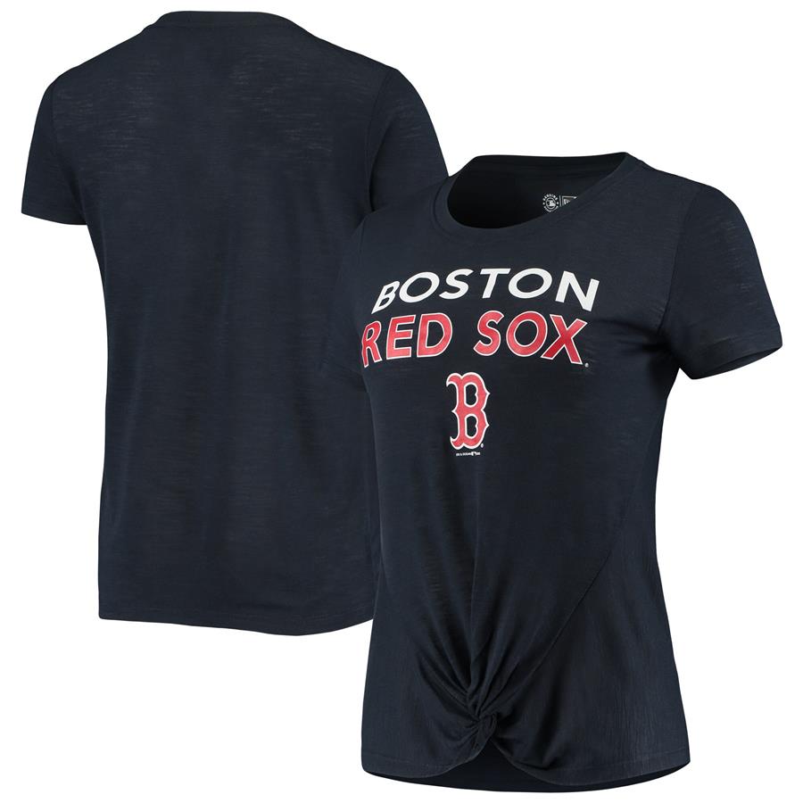 Boston Red Sox New Era Women's Front Knot T-Shirt - Navy
