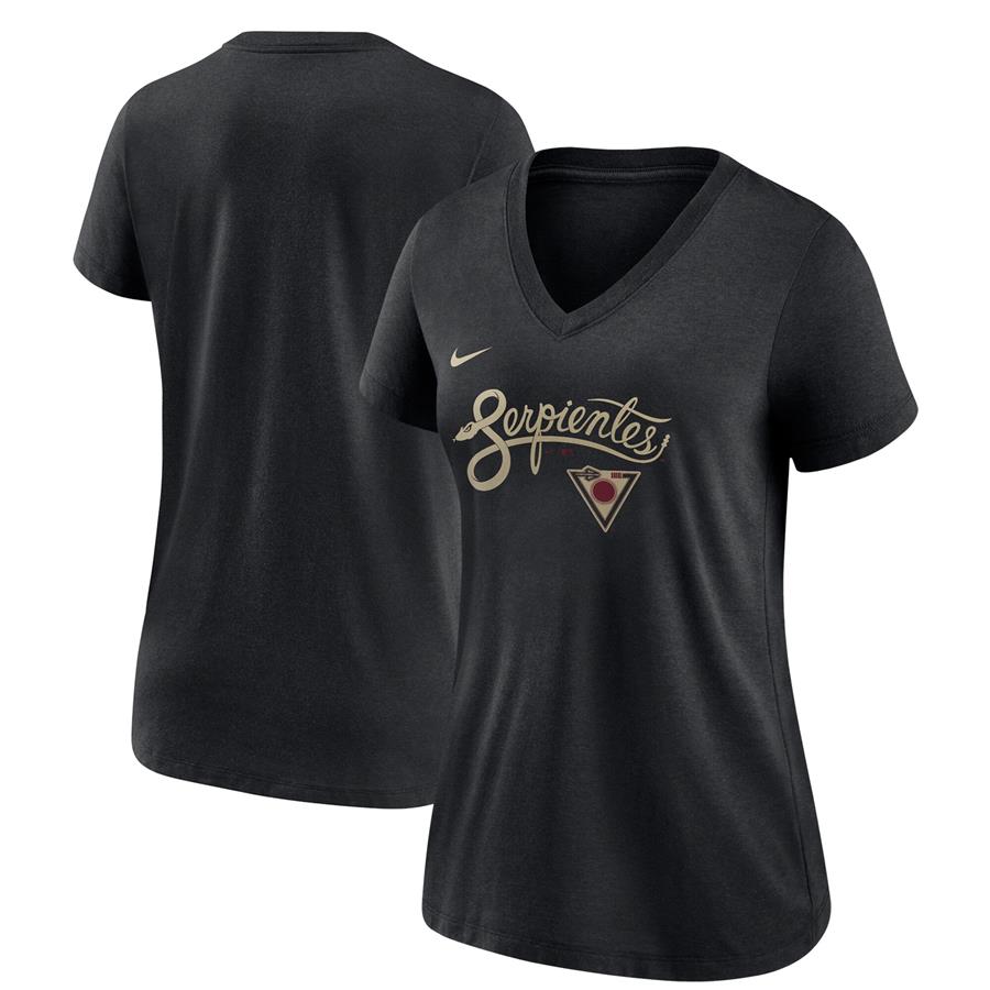 Arizona Diamondbacks Nike Women's 2021 City Connect Tri-Blend V-Neck T-Shirt - Black