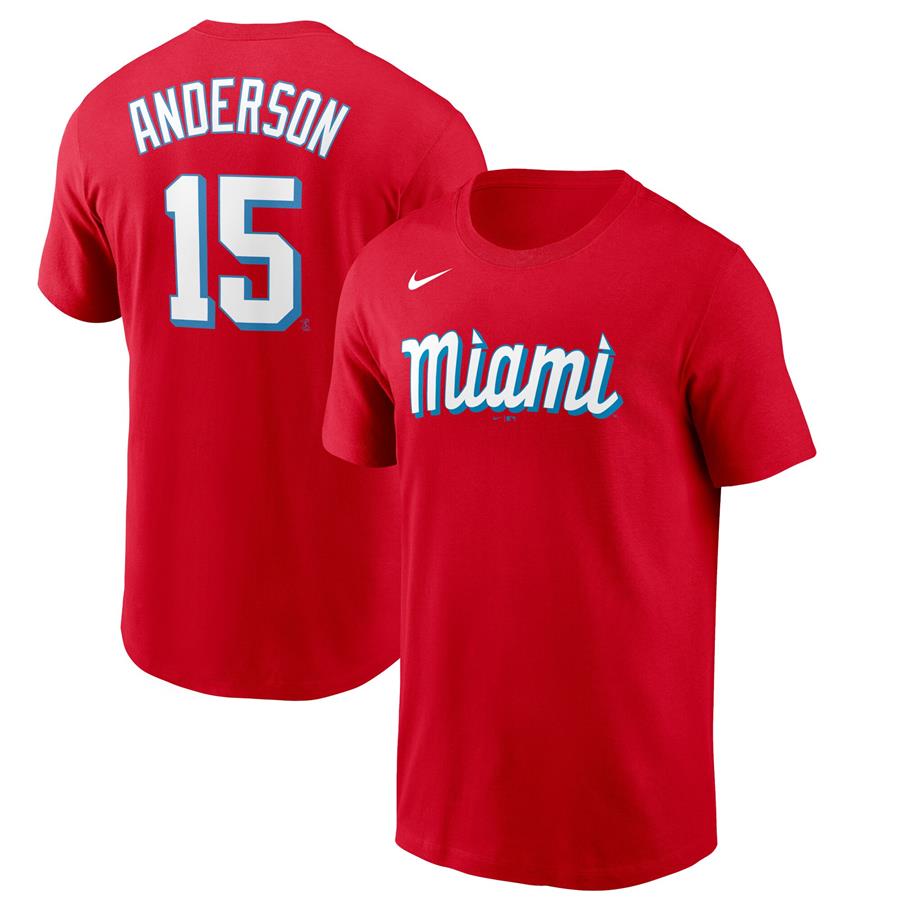 Brian Anderson Miami Marlins Nike 2021 City Connect Name & Number T-Shirt - Red
