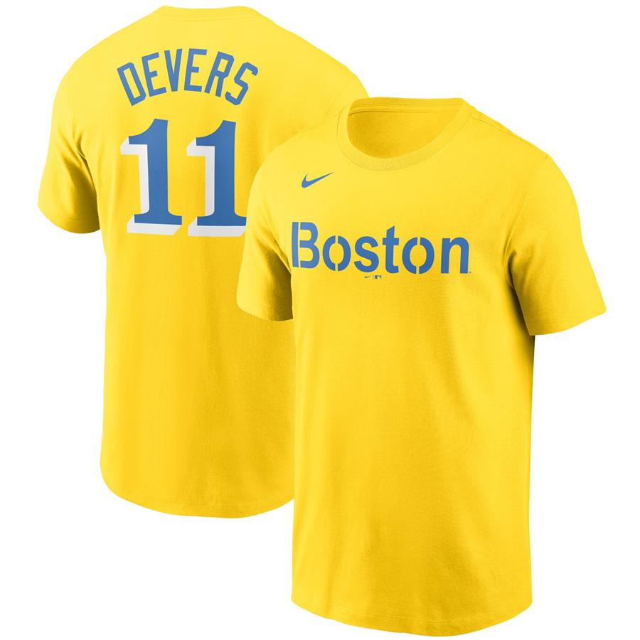 Rafael Devers Boston Red Sox Nike 2021 City Connect Name & Number T-Shirt - Gold