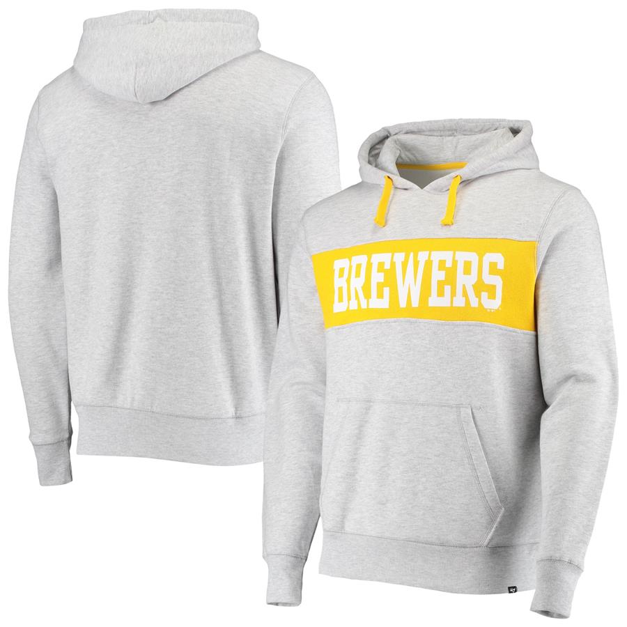 Milwaukee Brewers '47 Chest Pass Pullover Hoodie - Heathered Gray