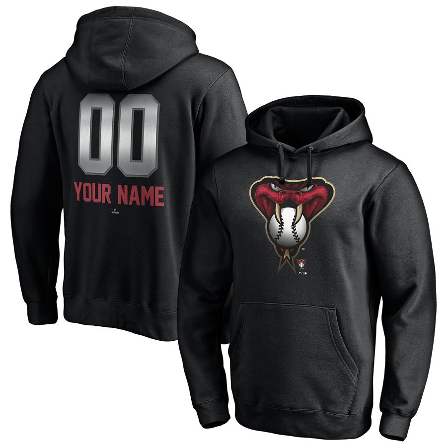 Arizona Diamondbacks Fanatics Branded Personalized Any Name & Number Midnight Mascot Pullover Hoodie - Black