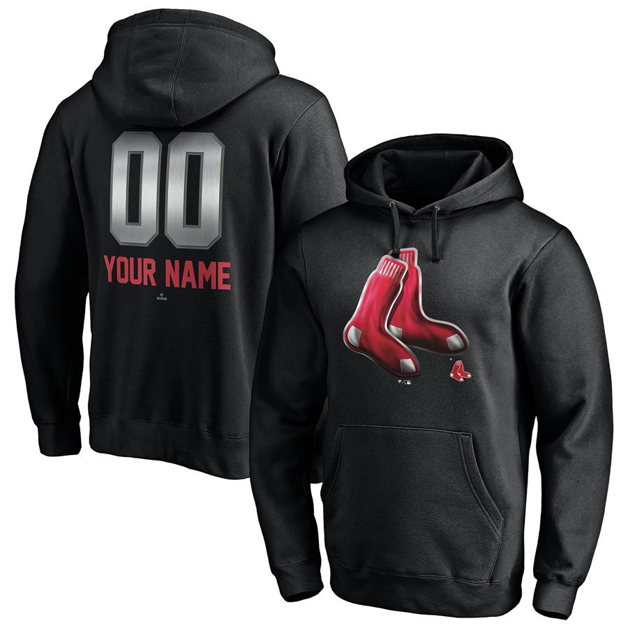 Boston Red Sox Fanatics Branded Personalized Any Name & Number Midnight Mascot Pullover Hoodie - Black