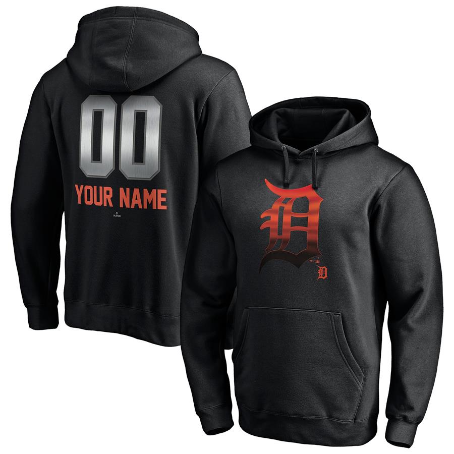 Detroit Tigers Fanatics Branded Personalized Any Name & Number Midnight Mascot Pullover Hoodie - Black