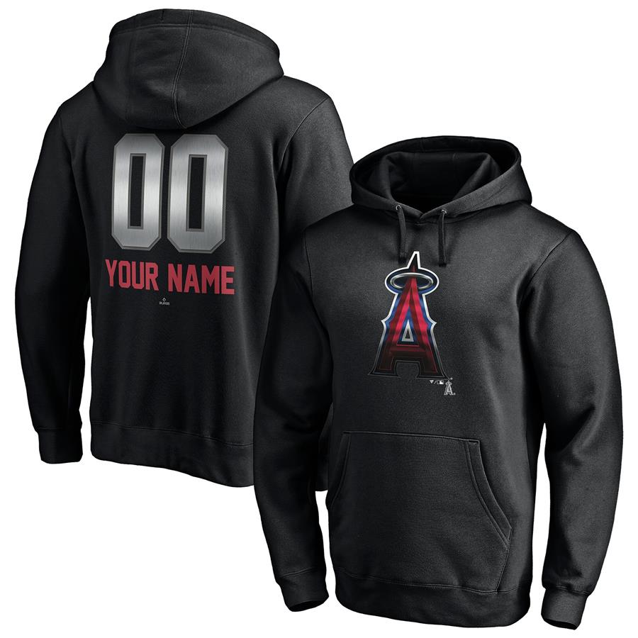 Los Angeles Angels Fanatics Branded Personalized Any Name & Number Midnight Mascot Pullover Hoodie - Black