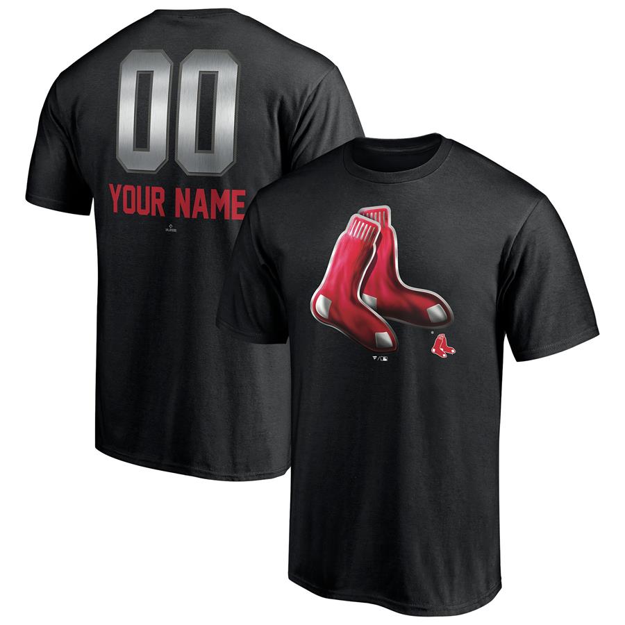Boston Red Sox Fanatics Branded Personalized Any Name & Number Midnight Mascot T-Shirt - Black