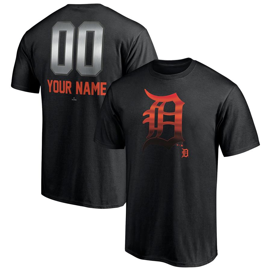 Detroit Tigers Fanatics Branded Personalized Any Name & Number Midnight Mascot T-Shirt - Black