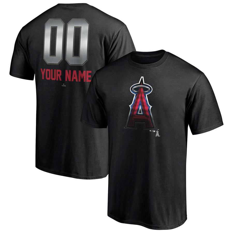 Los Angeles Angels Fanatics Branded Personalized Any Name & Number Midnight Mascot T-Shirt - Black