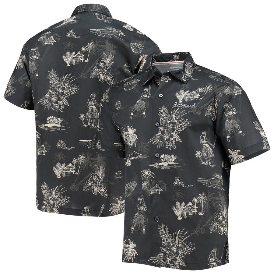 Miami Marlins Tommy Bahama Seventh Inning Button-Up Shirt - Black