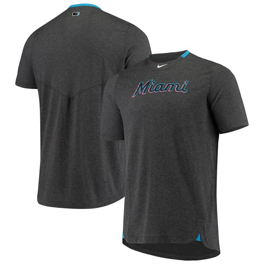 Miami Marlins Nike Logo Performance Raglan T-Shirt - Black