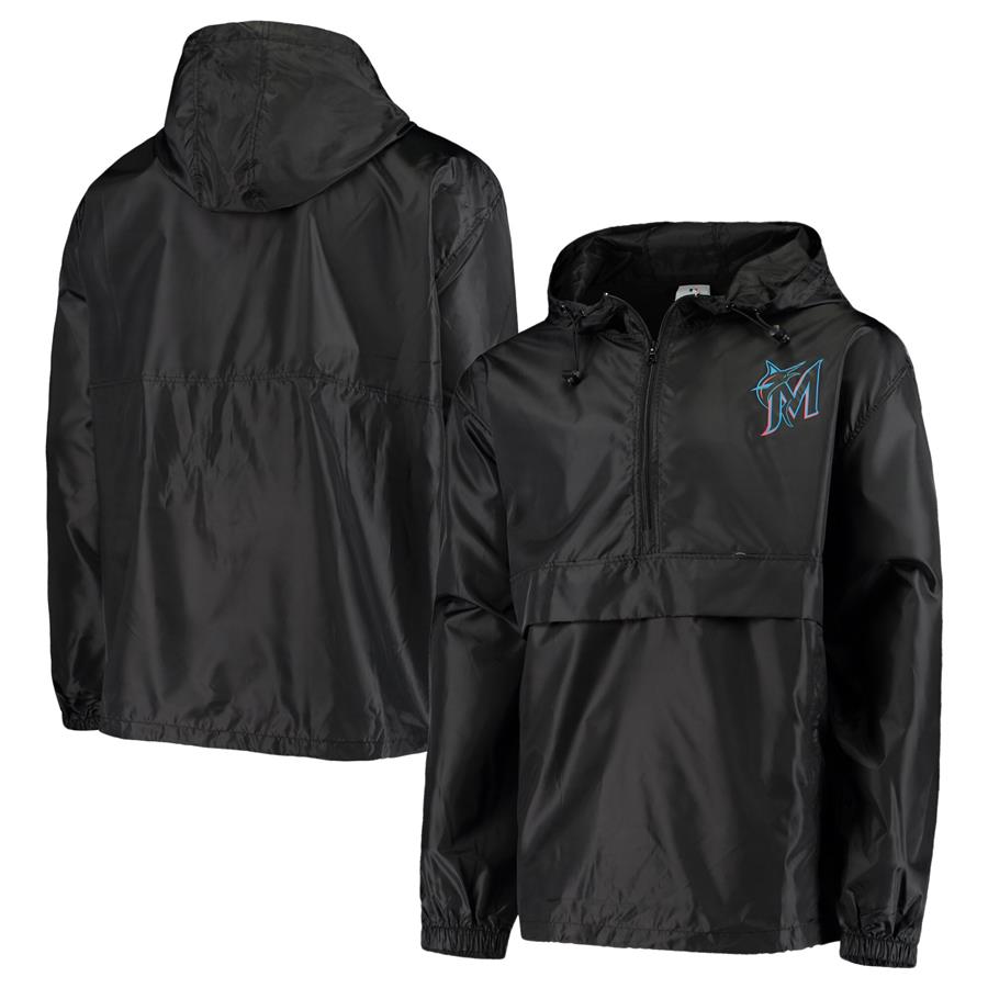 Miami Marlins Anorak Half-Zip Jacket - Black