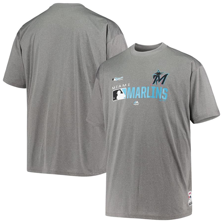 Miami Marlins Majestic Authentic Ground T-Shirt - Heathered Gray
