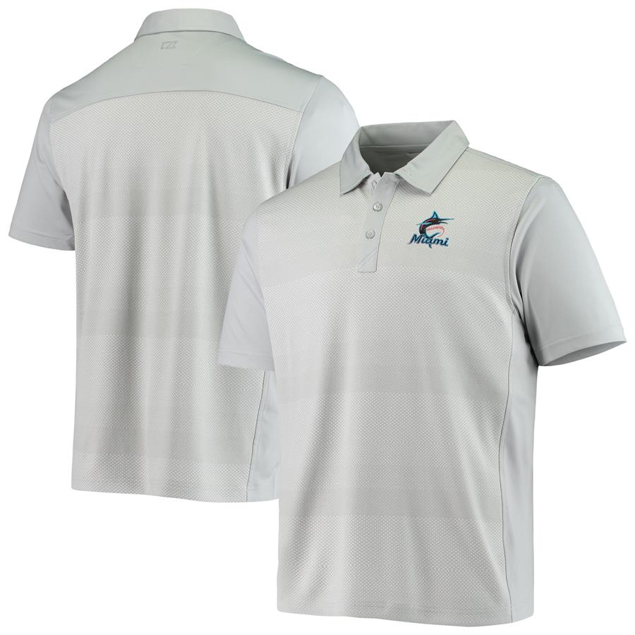 Miami Marlins Cutter & Buck Crescent DryTec Polo - Gray