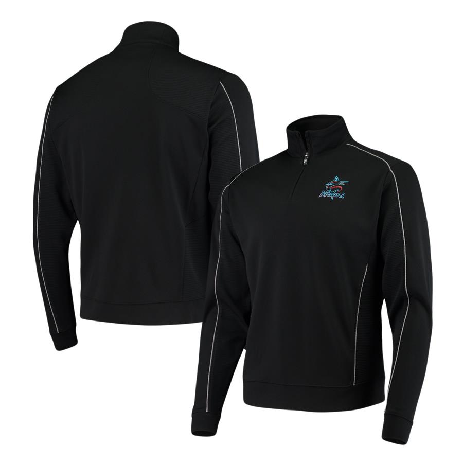 Miami Marlins Cutter & Buck Edge Quarter-Zip Sweatshirt - Black