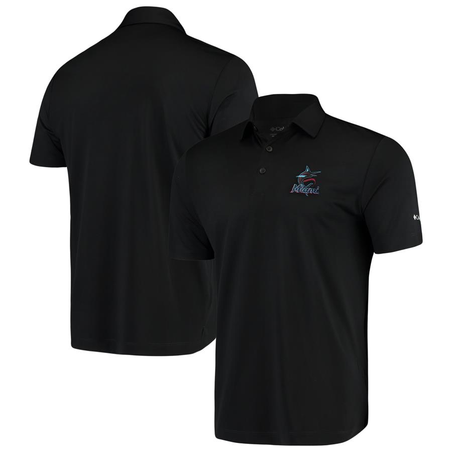 Miami Marlins Columbia Drive Polo - Black