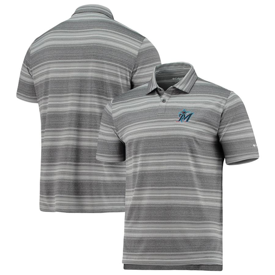 Miami Marlins Columbia Slide Polo - Charcoal