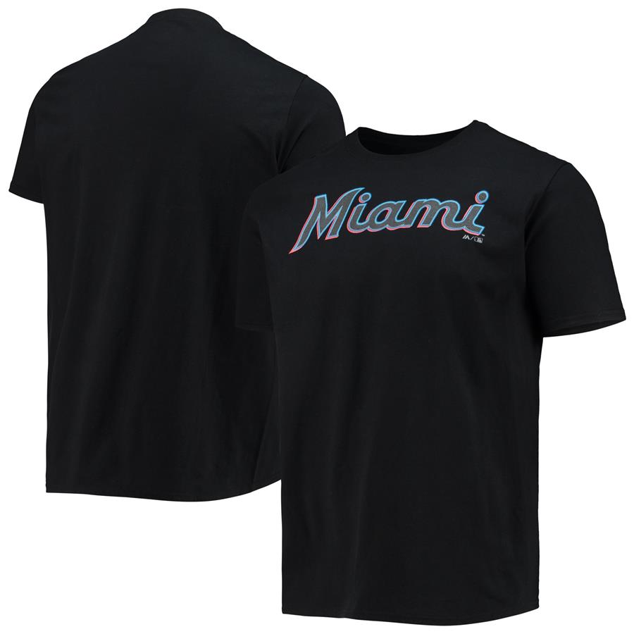 Miami Marlins Fanatics Branded Script Time T-Shirt - Black