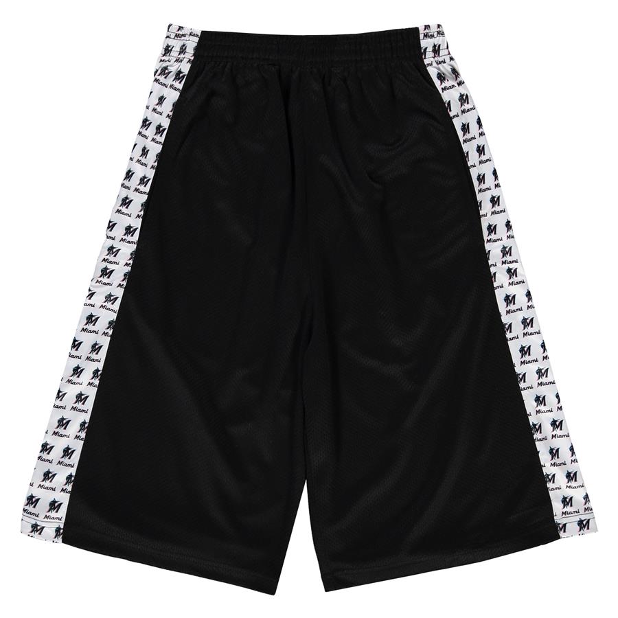 Miami Marlins Stripe Mesh Sleep Shorts - Black