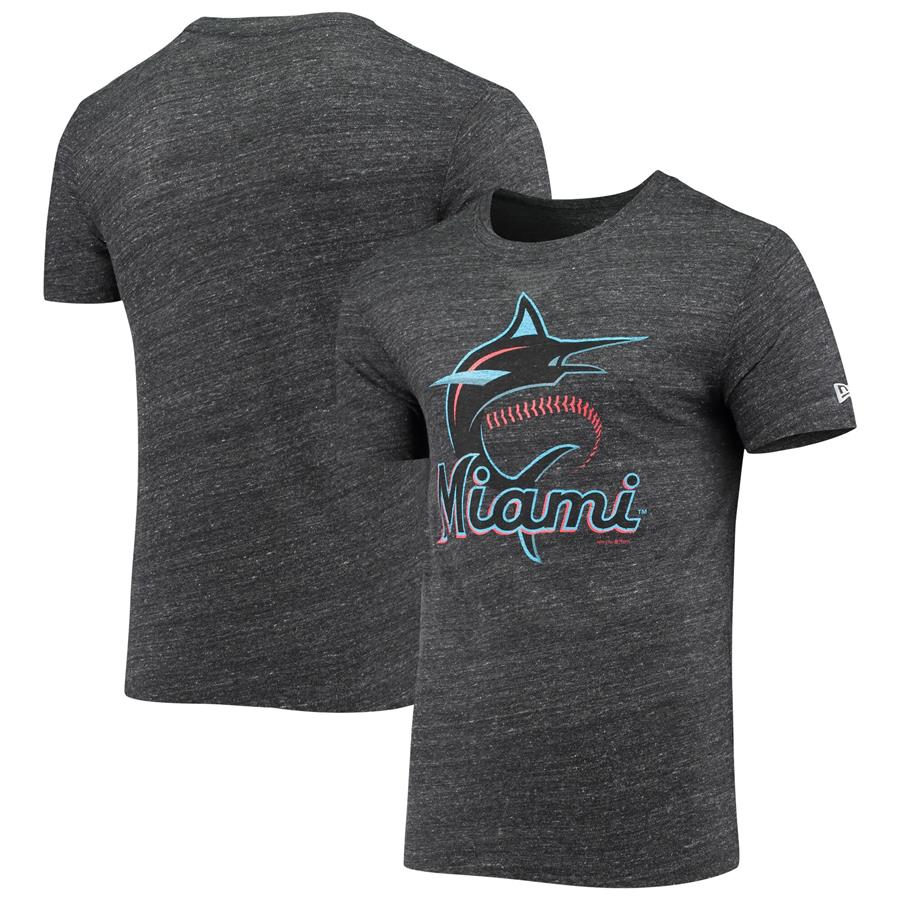 Miami Marlins 5th & Ocean by New Era Jersey Tri-Blend T-Shirt - Charcoal