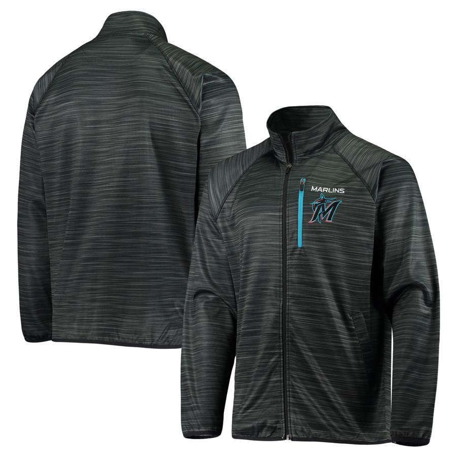 Miami Marlins G-III Sports by Carl Banks Warning Transition Full-Zip Jacket - Black