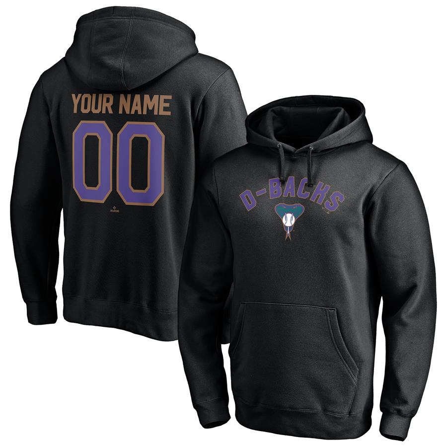Arizona Diamondbacks Fanatics Branded Cooperstown Winning Streak Personalized Name & Number Pullover Hoodie - Black