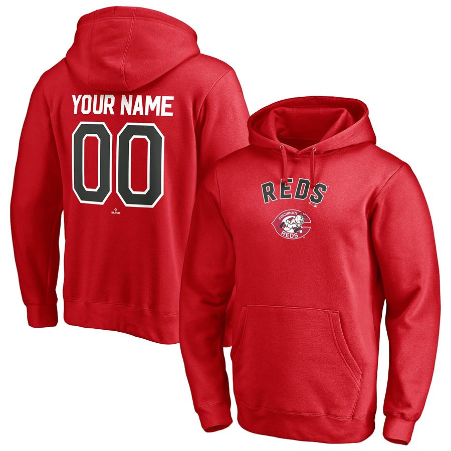 Cincinnati Reds Fanatics Branded Cooperstown Winning Streak Personalized Name & Number Pullover Hoodie - Red