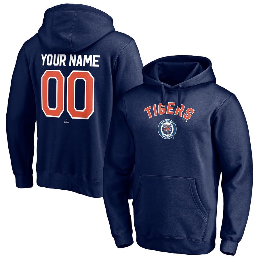 Detroit Tigers Fanatics Branded Cooperstown Winning Streak Personalized Name & Number Pullover Hoodie - Navy
