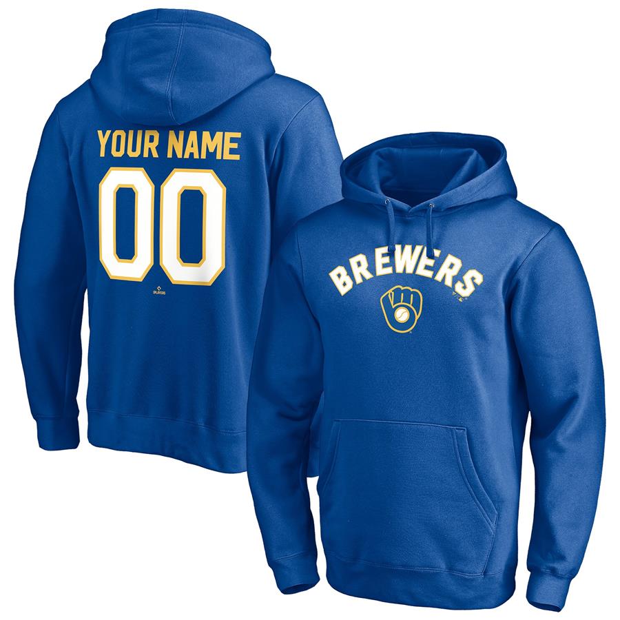 Milwaukee Brewers Fanatics Branded Cooperstown Winning Streak Personalized Name & Number Pullover Hoodie - Royal