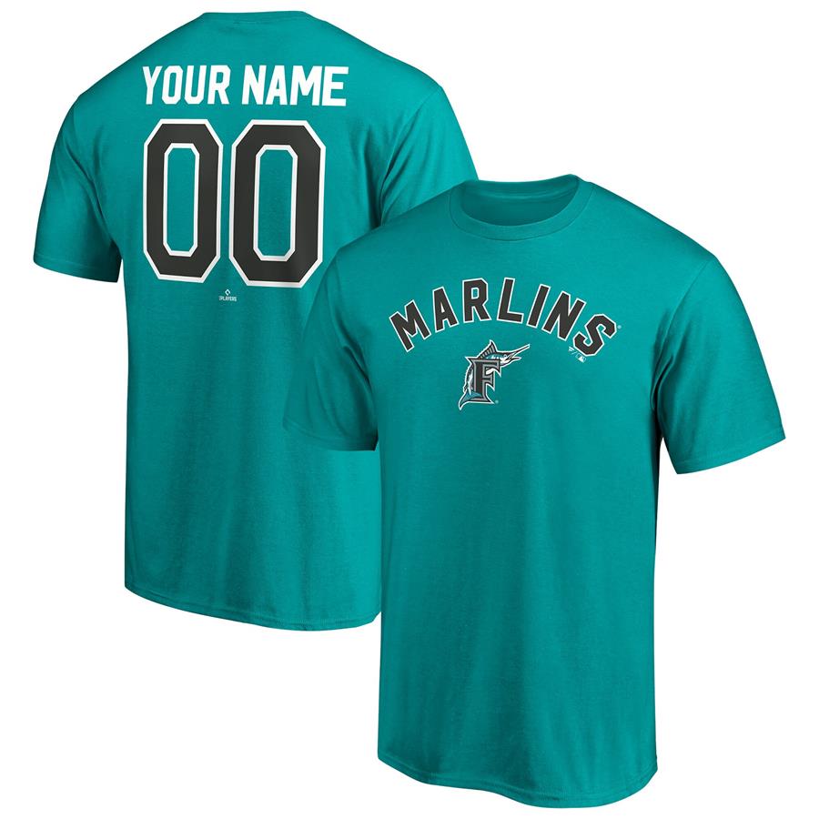 Miami Marlins Fanatics Branded Cooperstown Winning Streak Personalized Name & Number T-Shirt - Teal