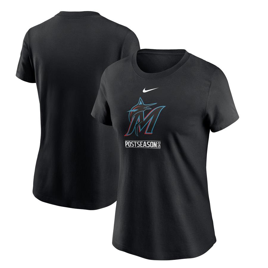 Miami Marlins Nike Women's 2020 Postseason Authentic Collection T-Shirt - Black