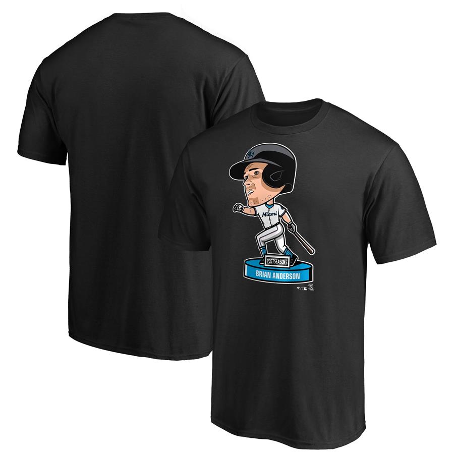 Brian Anderson Miami Marlins Fanatics Branded 2020 Postseason Ace Player Name & Number T-Shirt - Black