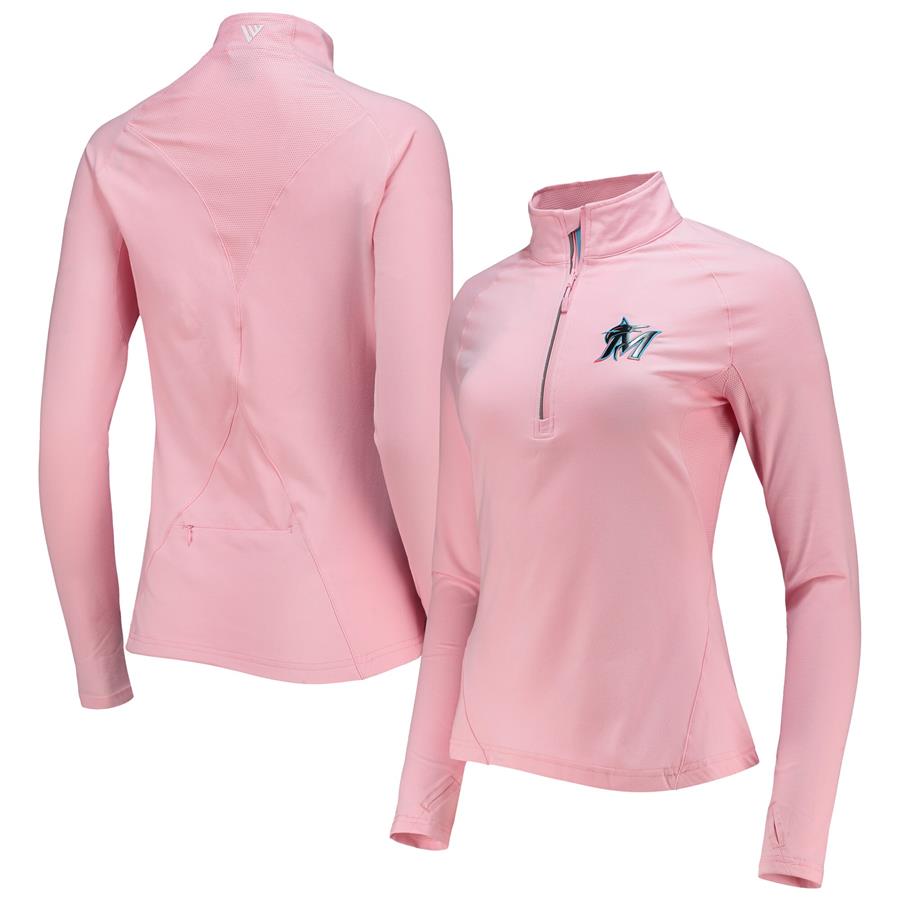 Miami Marlins Levelwear Women's Energy Half-Zip Raglan Jacket - Pink