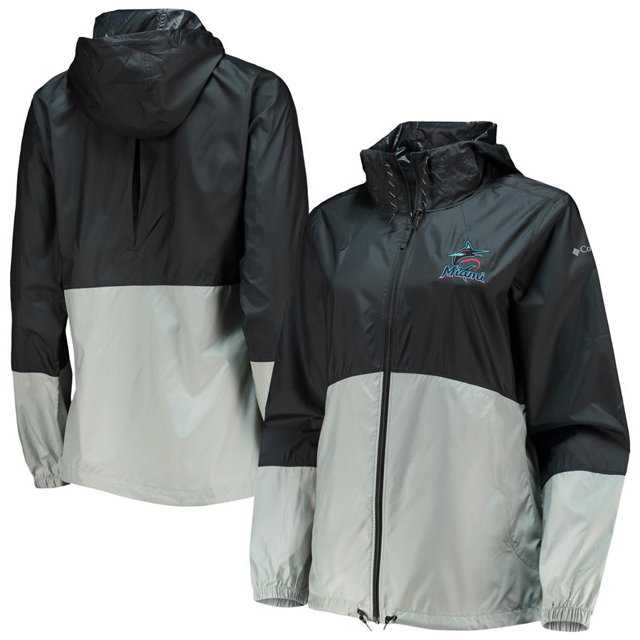 Miami Marlins Columbia Women's Flash Forward Full-Zip Hoodie Jacket - Gray