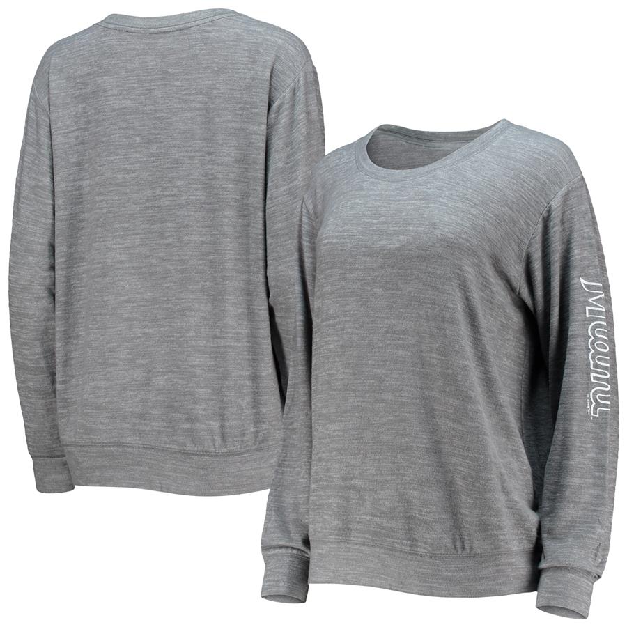 Miami Marlins 5th & Ocean by New Era Women's Knitted Love Tri-Blend Hooded Sweatshirt - Gray
