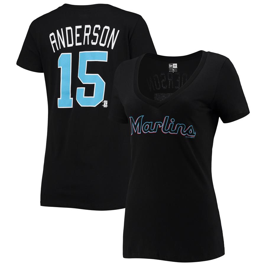 Brian Anderson Miami Marlins New Era Women's Name & Number T-Shirt - Black