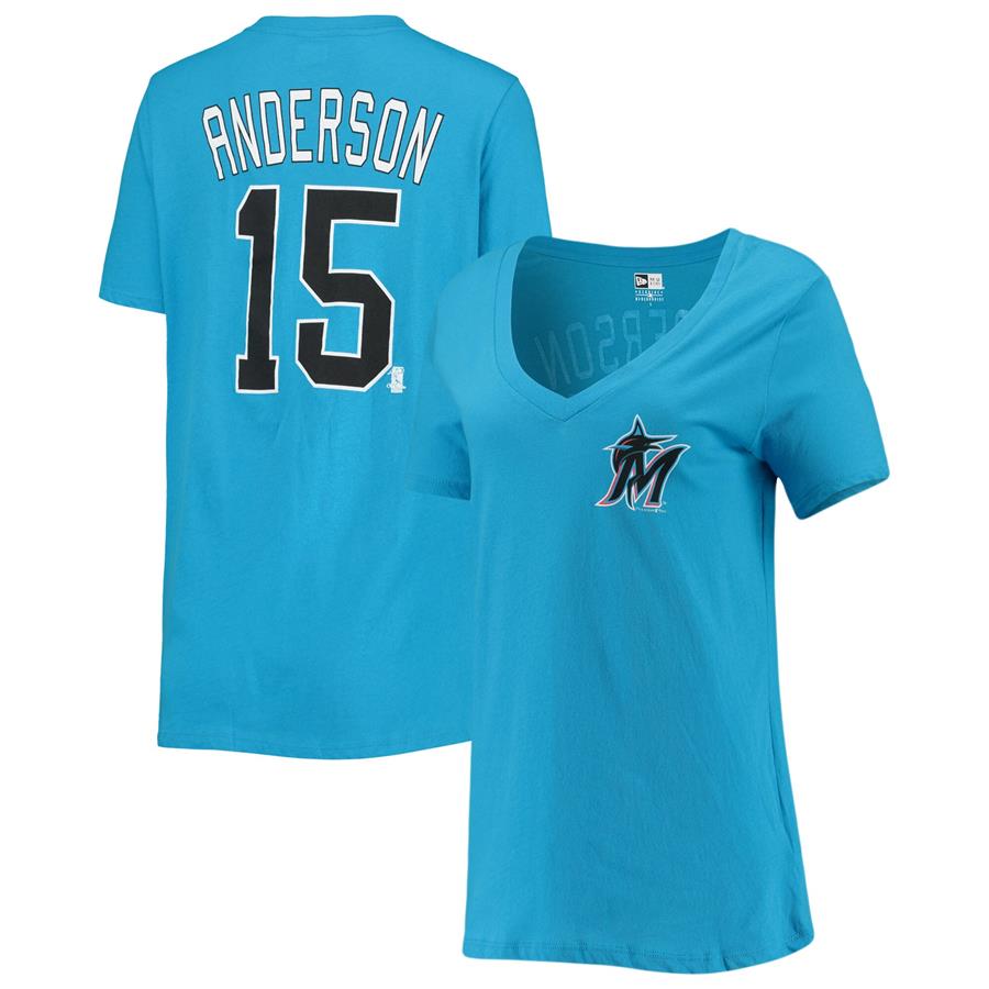 Brian Anderson Miami Marlins New Era Women's Name & Number T-Shirt - Blue