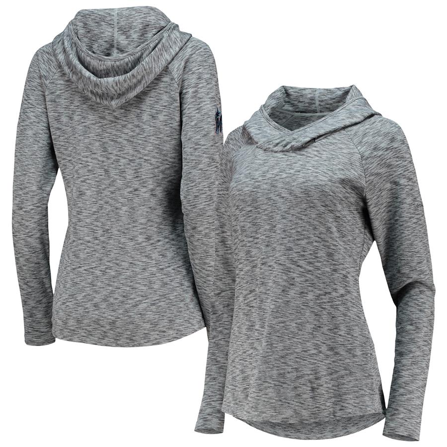 Miami Marlins Columbia Women's Outerspaced Omni-Wick Raglan Hoodie Sweatshirt - Gray