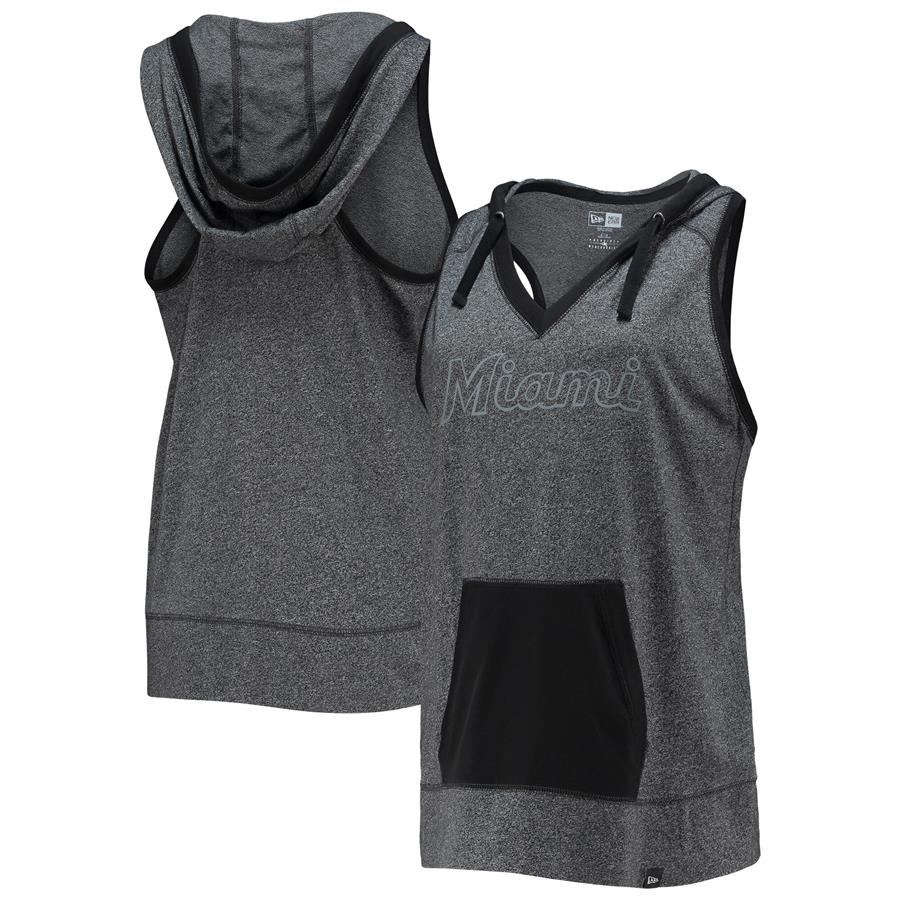 Miami Marlins 5th & Ocean by New Era Women's South Hoodie Tank Top - Heathered Gray