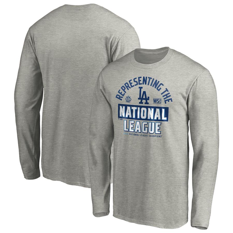 Los Angeles Dodgers Fanatics Branded 2020 National League Champions Locker Room Long Sleeve T-Shirt - Gray