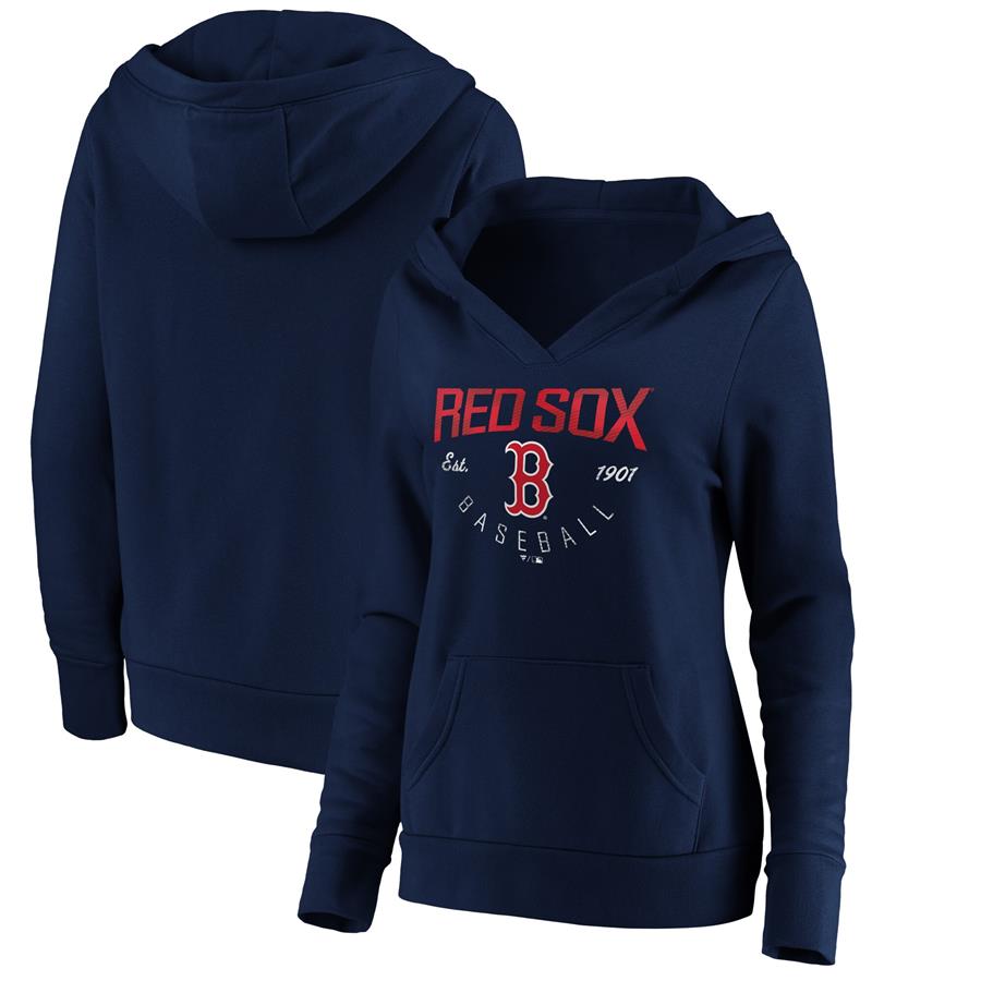 Boston Red Sox Fanatics Branded Women's Live For It V-Neck Pullover Hoodie - Navy